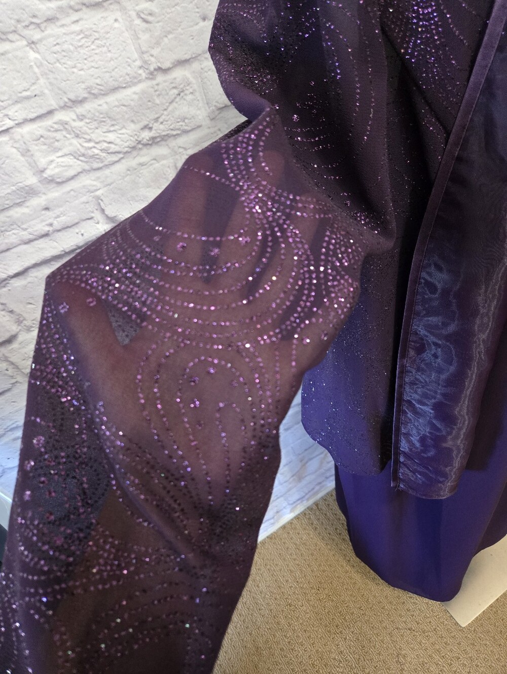 💜 R&M Richards Purple Formal Dress & Sheer Jacket Set – Size 22WP - Picture 6 of 13